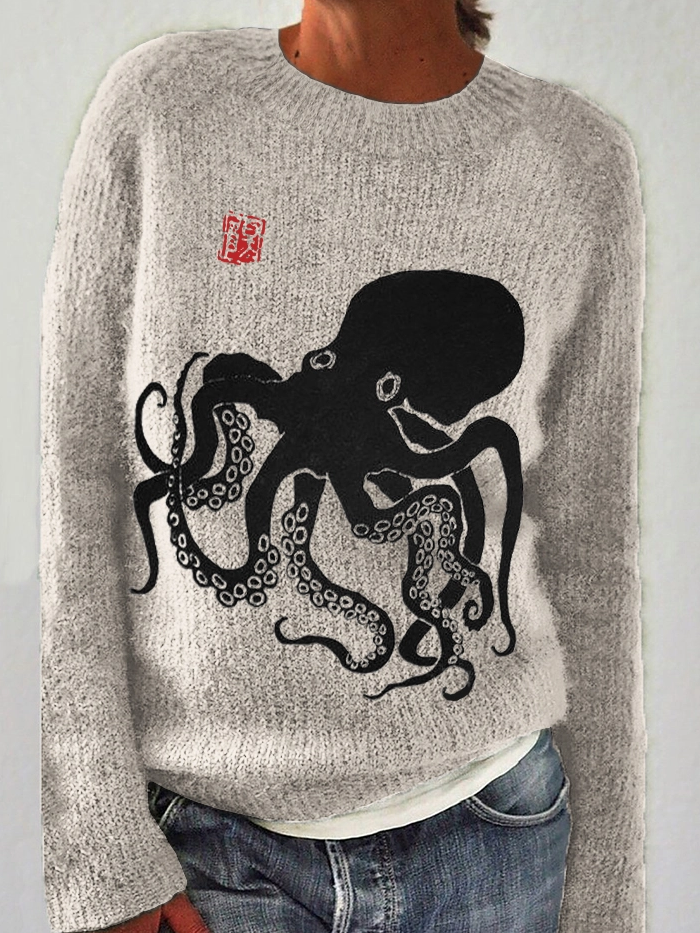 Women Knitted Animal Long Sleeve Comfy Casual Sweater