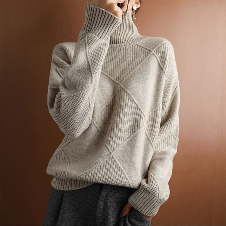 Women Yarn/Wool Yarn Plain Long Sleeve Comfy Casual Sweater