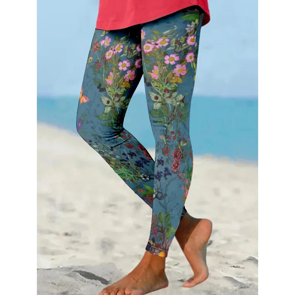 Casual Floral Long Leggings