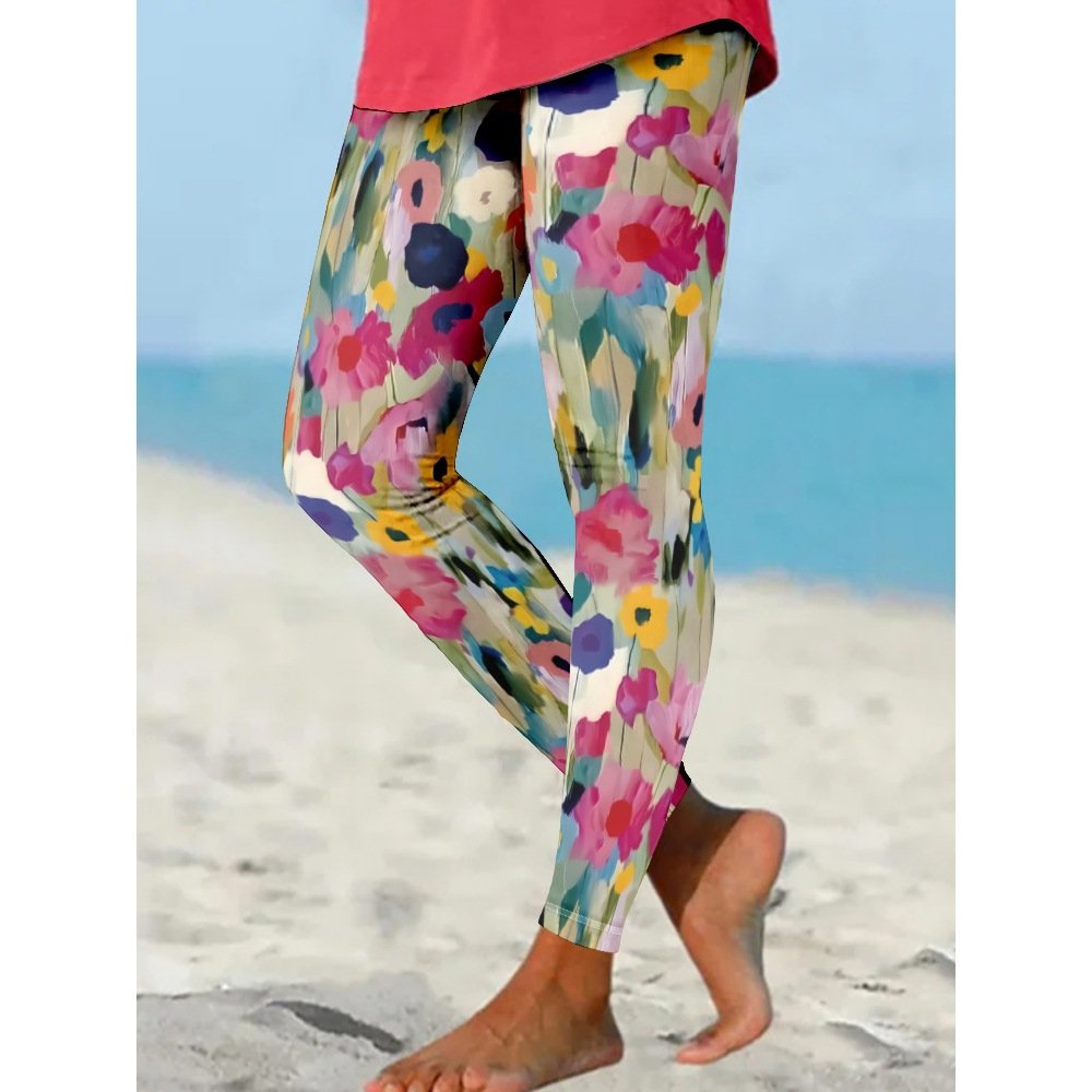 Casual Floral Long Leggings