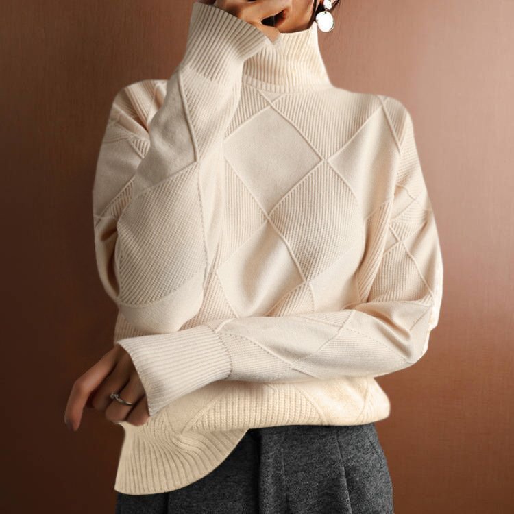 Women Yarn/Wool Yarn Plain Long Sleeve Comfy Casual Sweater