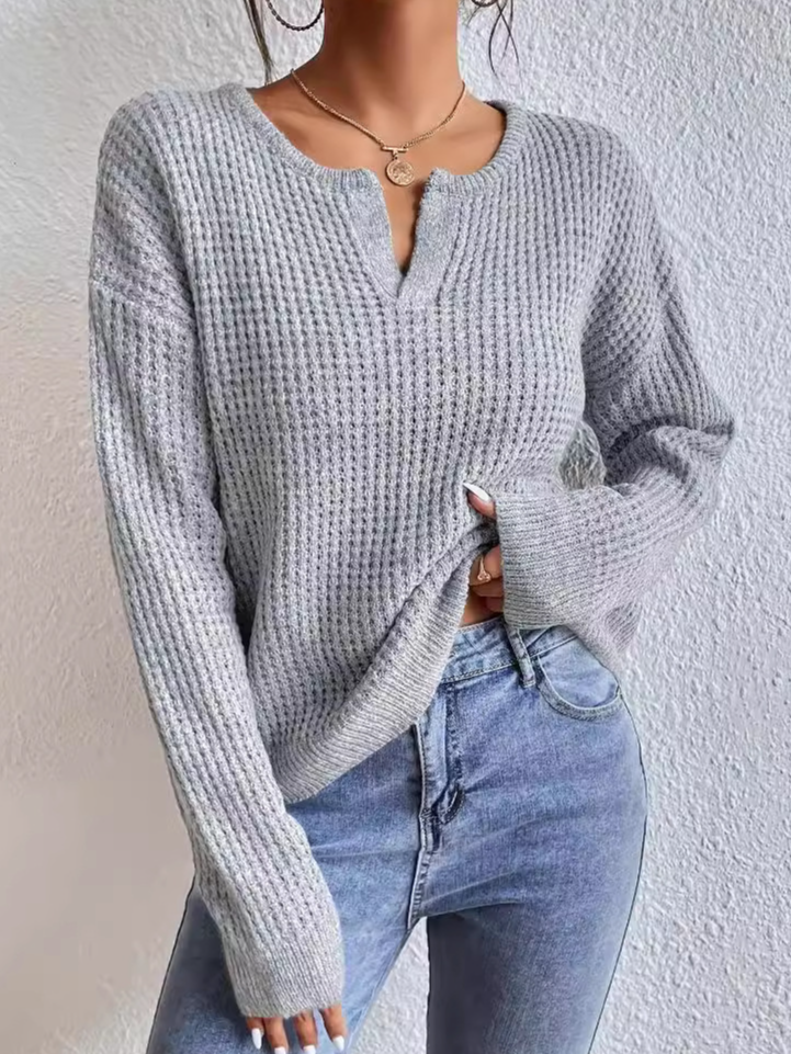 Women Yarn/Wool Yarn Plain Long Sleeve Comfy Casual Sweater