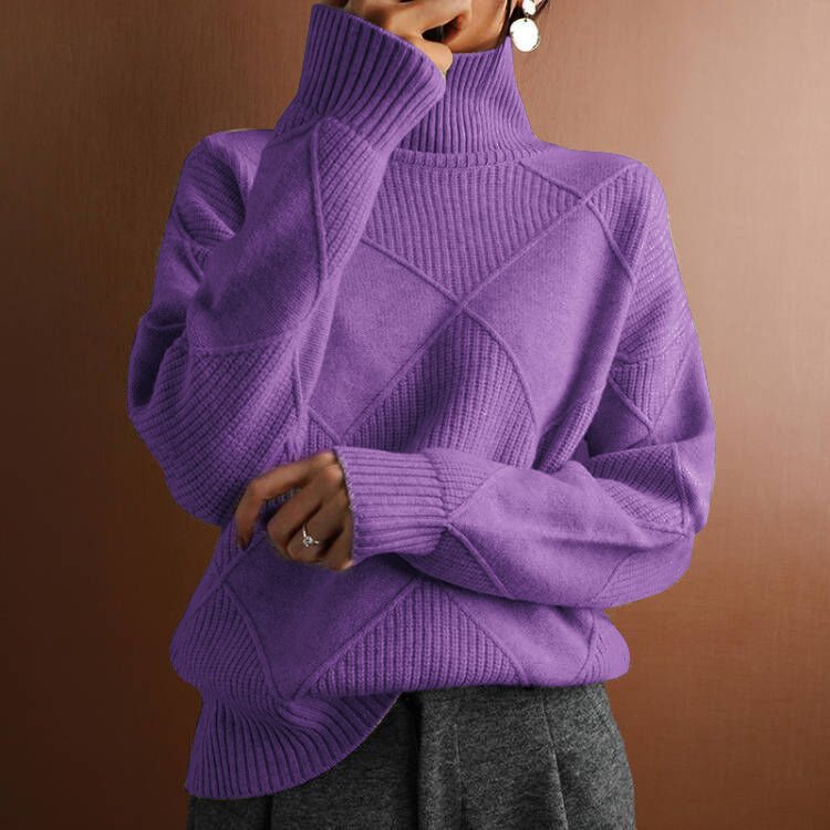 Women Yarn/Wool Yarn Plain Long Sleeve Comfy Casual Sweater