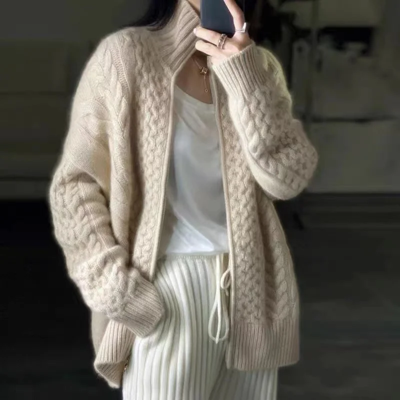 Women Wool/Knitting Plain Long Sleeve Comfy Casual Cardigan