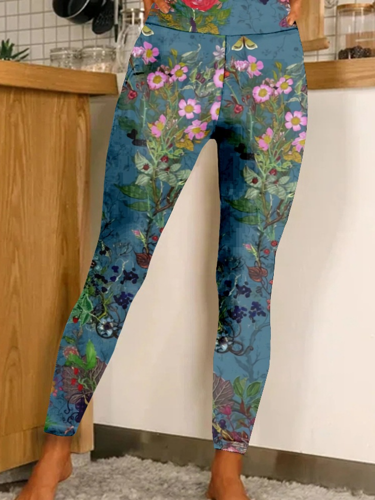 Casual Floral Long Leggings