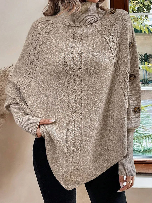 Women Yarn/Wool Yarn Plain Long Sleeve Comfy Casual Sweater