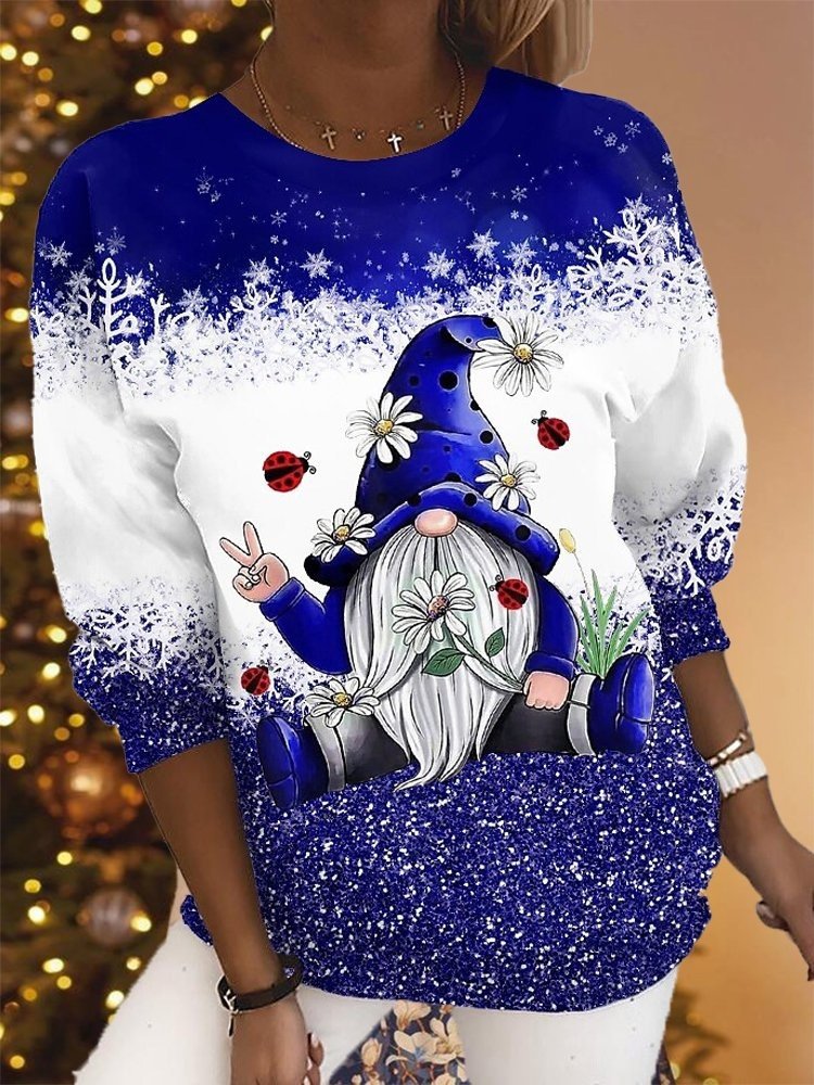 Casual Crew Neck Christmas Sweatshirt Zipper