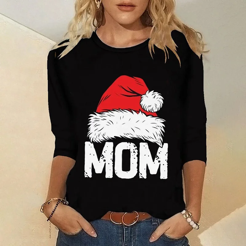 Casual Christmas Turtleneck Long Sleeve T-shirt