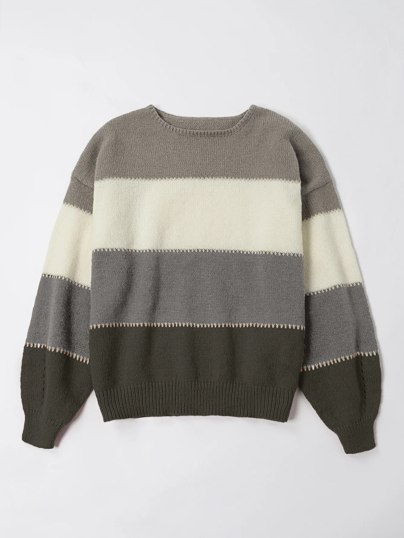 Women Yarn/Wool Yarn Color Block Long Sleeve Comfy Casual Sweater