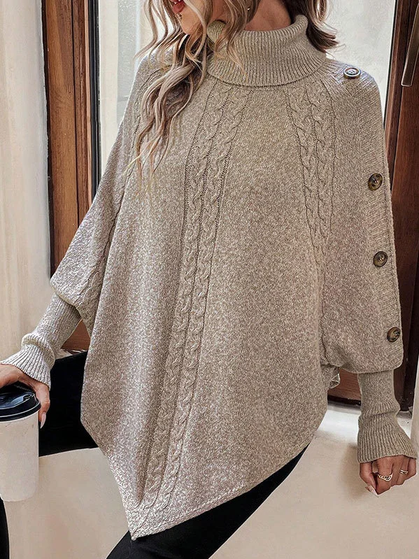 Women Yarn/Wool Yarn Plain Long Sleeve Comfy Casual Sweater