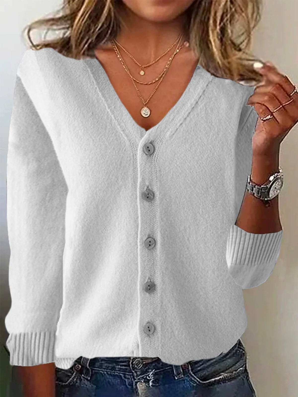 Women Wool/Knitting Plain Long Sleeve Comfy Casual Cardigan