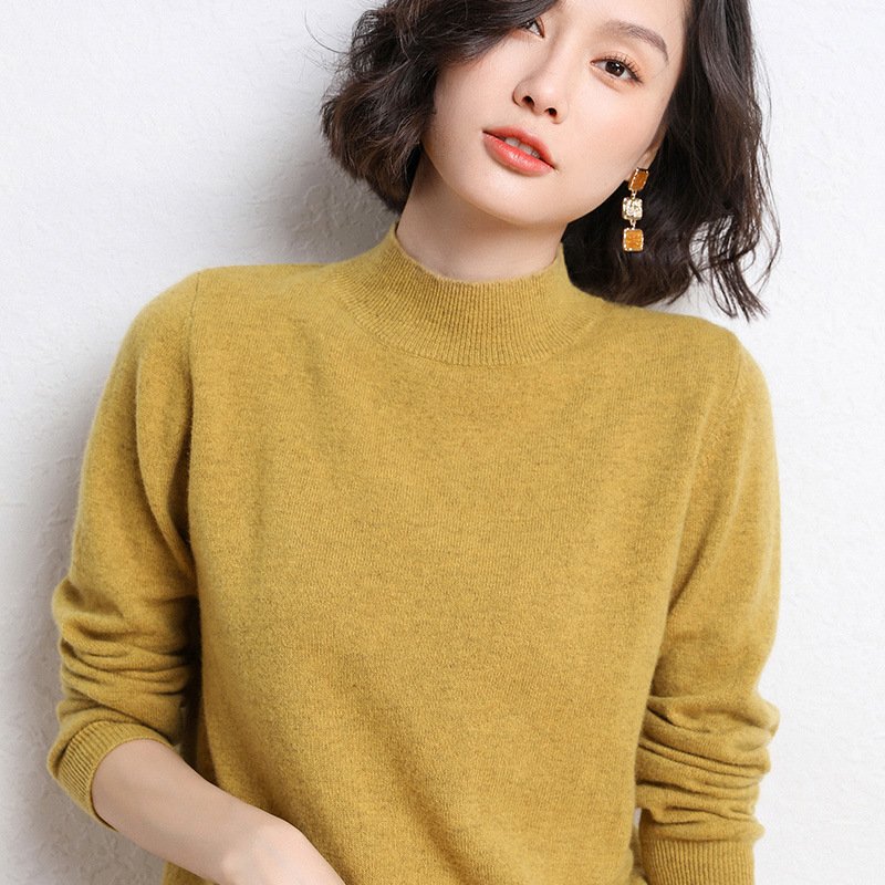 Women Yarn/Wool Yarn Plain Long Sleeve Comfy Casual Sweater