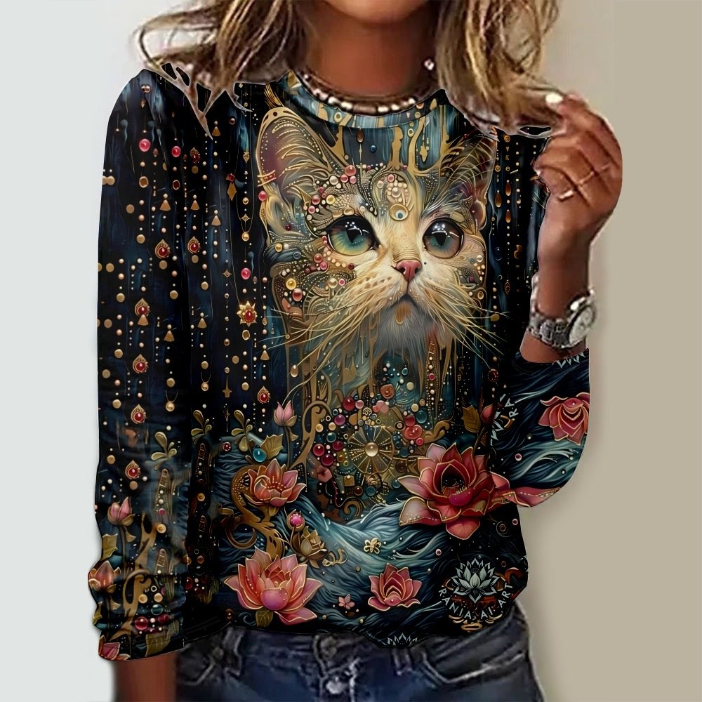 Casual Floral Crew Neck Long Sleeve T-shirt