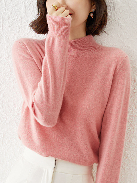 Women Yarn/Wool Yarn Plain Long Sleeve Comfy Casual Sweater