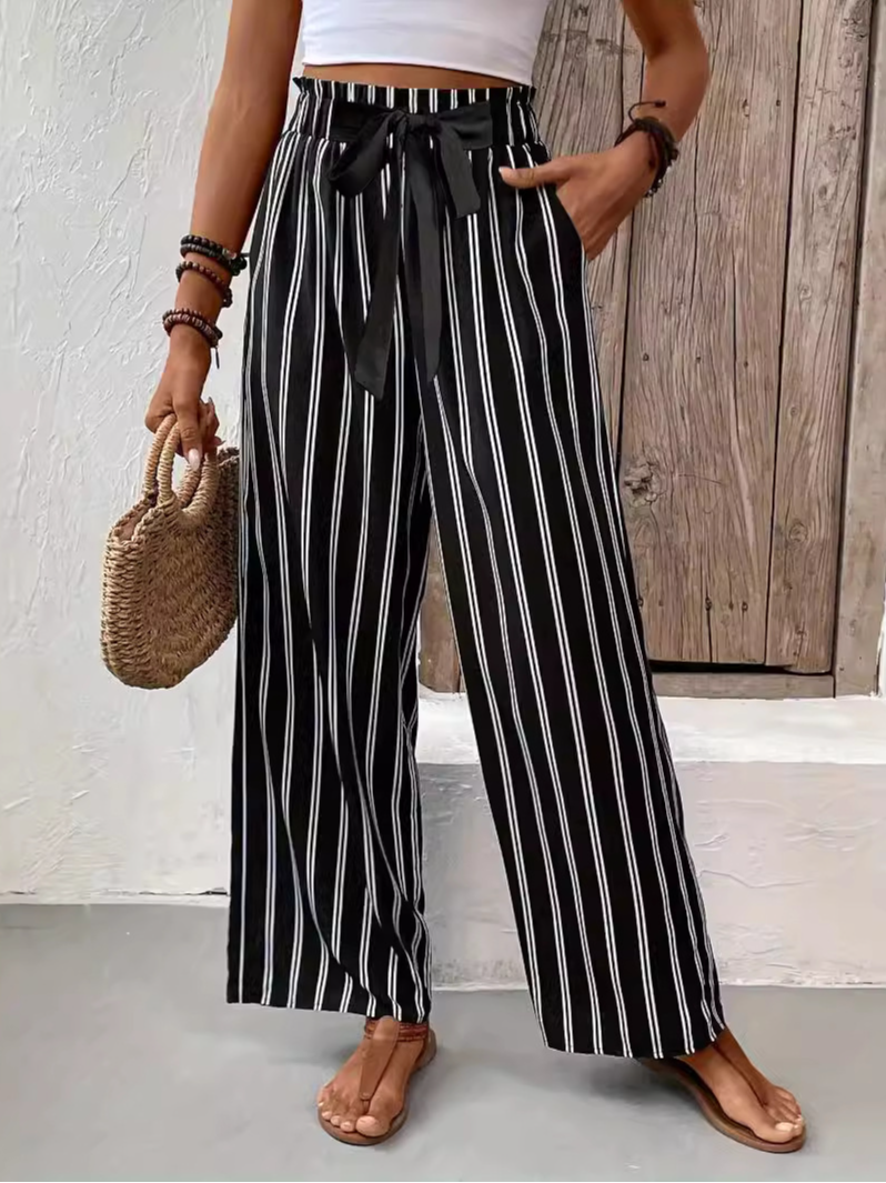 Women Casual Striped Loose Long Pants