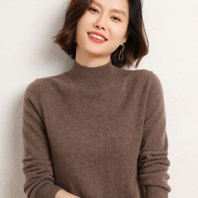 Women Yarn/Wool Yarn Plain Long Sleeve Comfy Casual Sweater