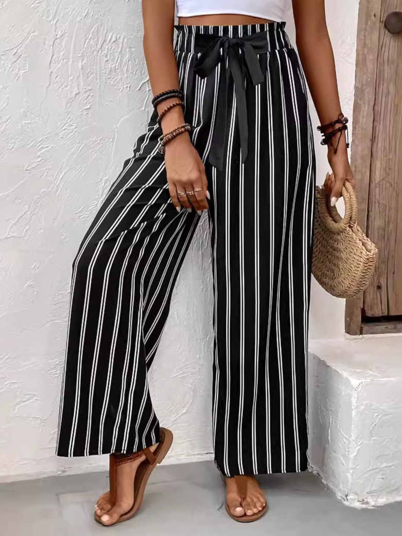 Women Casual Striped Loose Long Pants