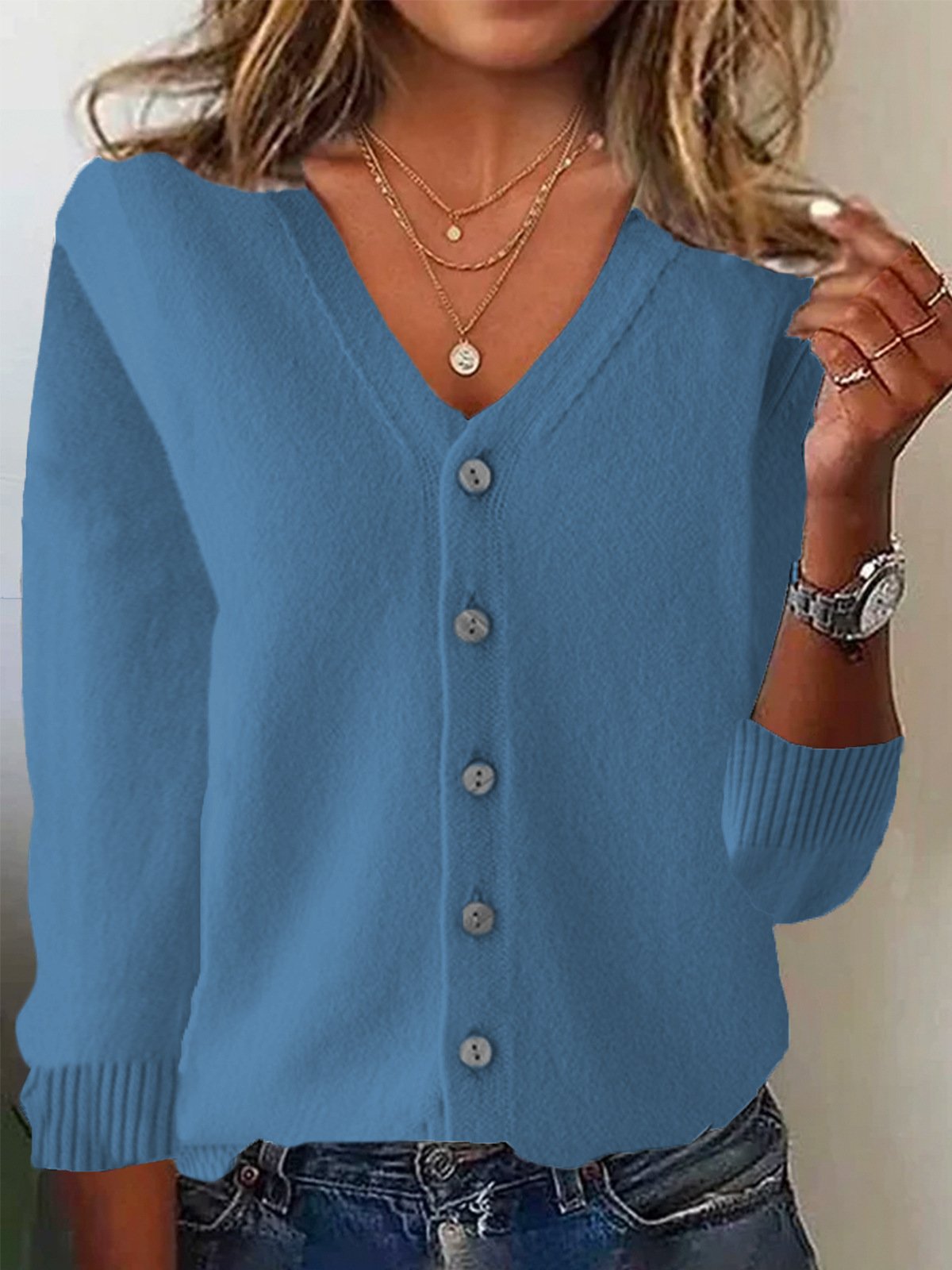 Women Wool/Knitting Plain Long Sleeve Comfy Casual Cardigan