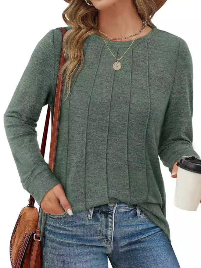 Casual Plain Asymmetrical Long Sleeve T-shirt