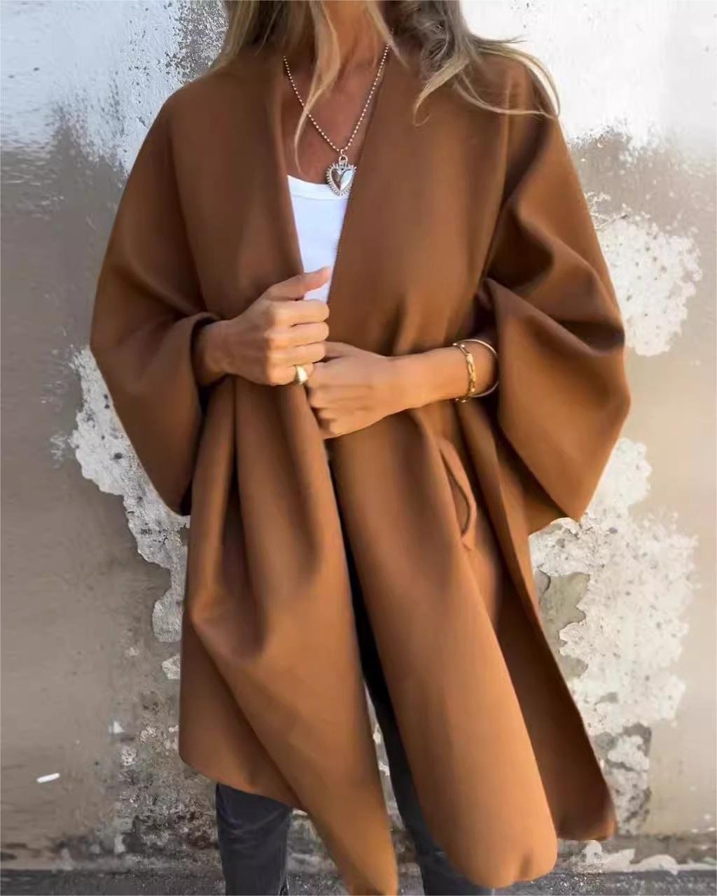 Women's Plain Cloak Regular Loose Coat