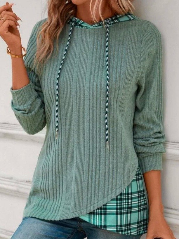 Casual Hoodie Plaid Sweatshirt Zipper