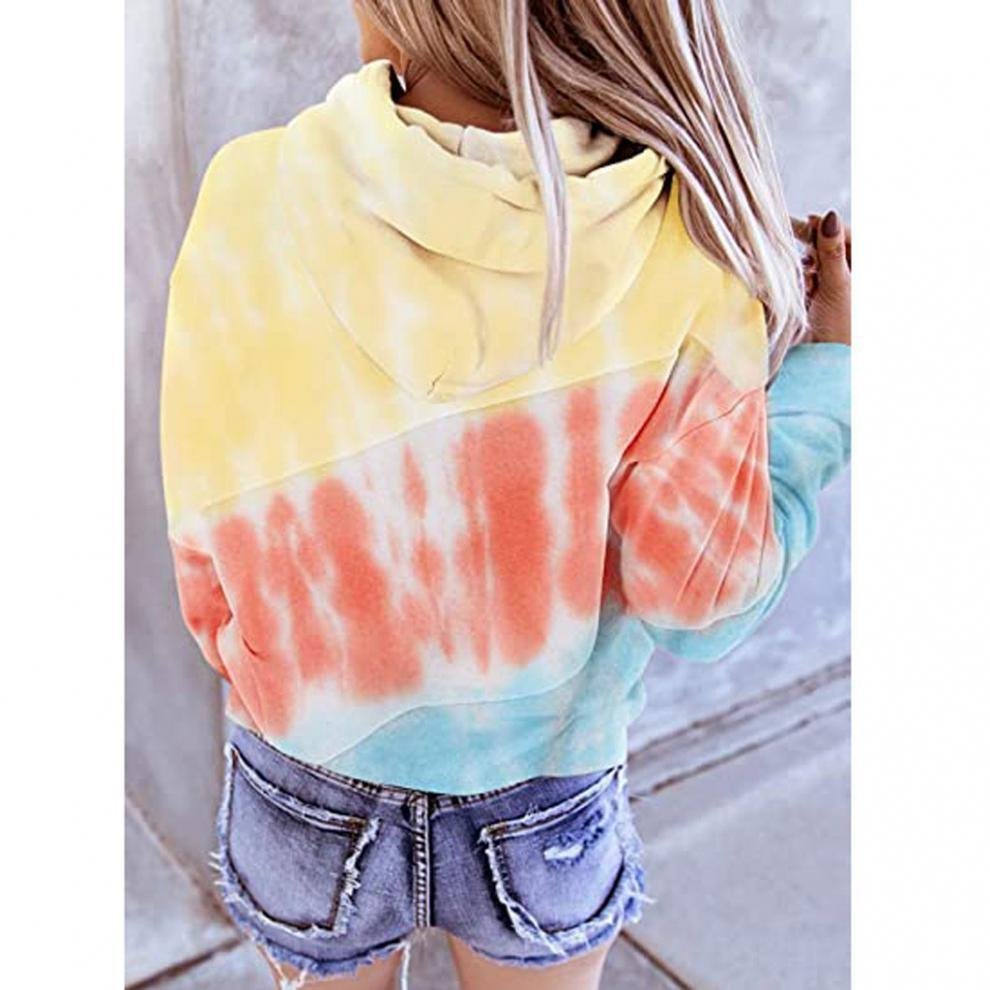 Casual Hoodie Color Block Sweatshirt Zipper