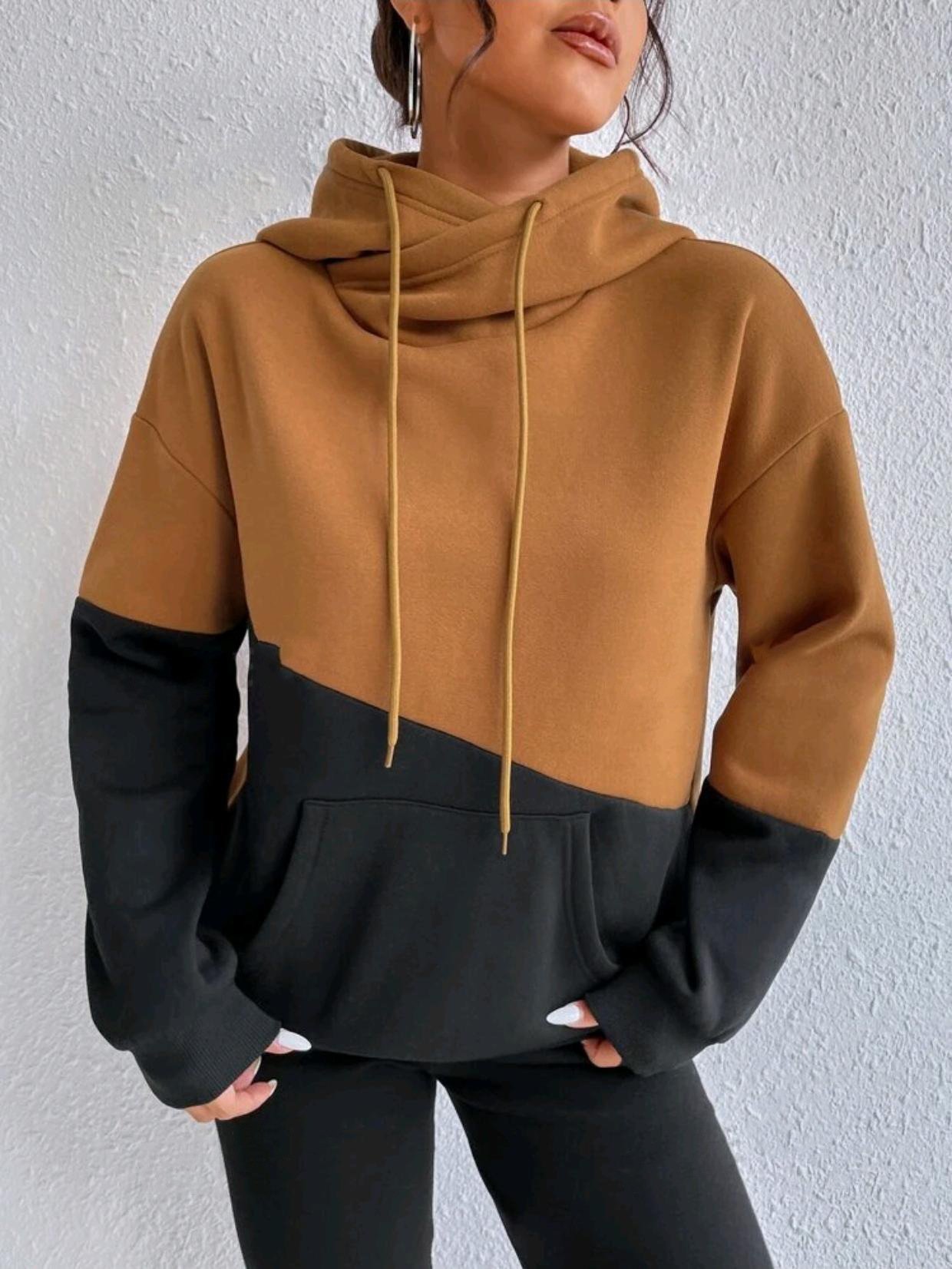 Casual Crew Neck Color Block Sweatshirt Zipper