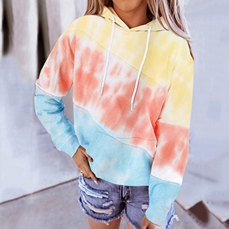 Casual Hoodie Color Block Sweatshirt Zipper