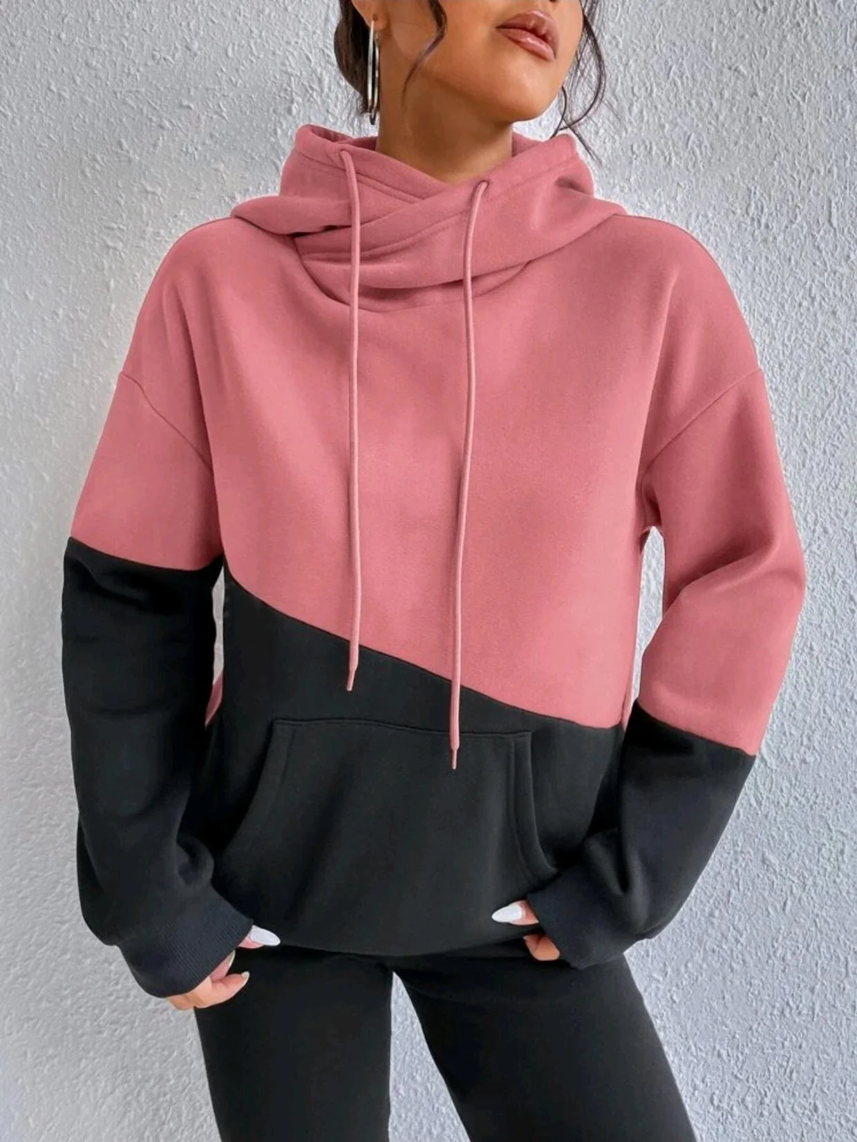 Casual Crew Neck Color Block Sweatshirt Zipper