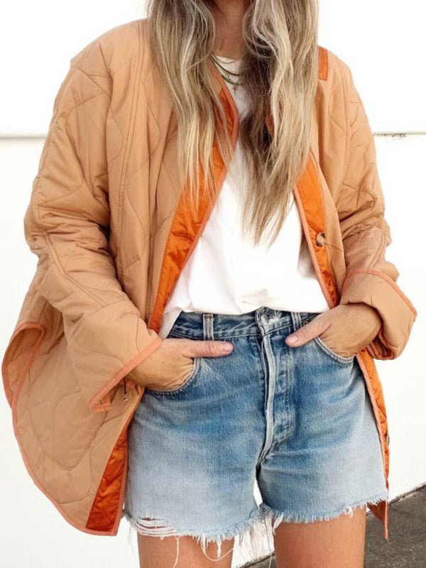 Women's Plain Bomber Jacket Heavyweight Loose Jacket