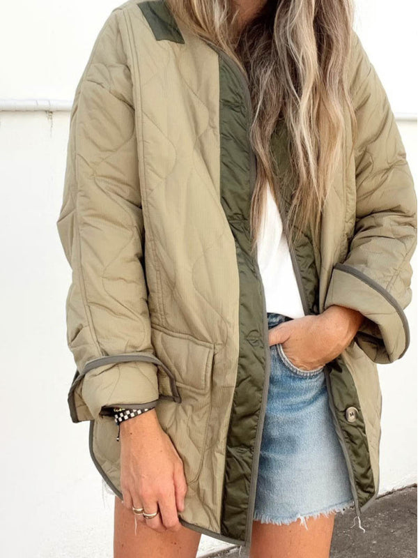 Women's Plain Bomber Jacket Heavyweight Loose Jacket