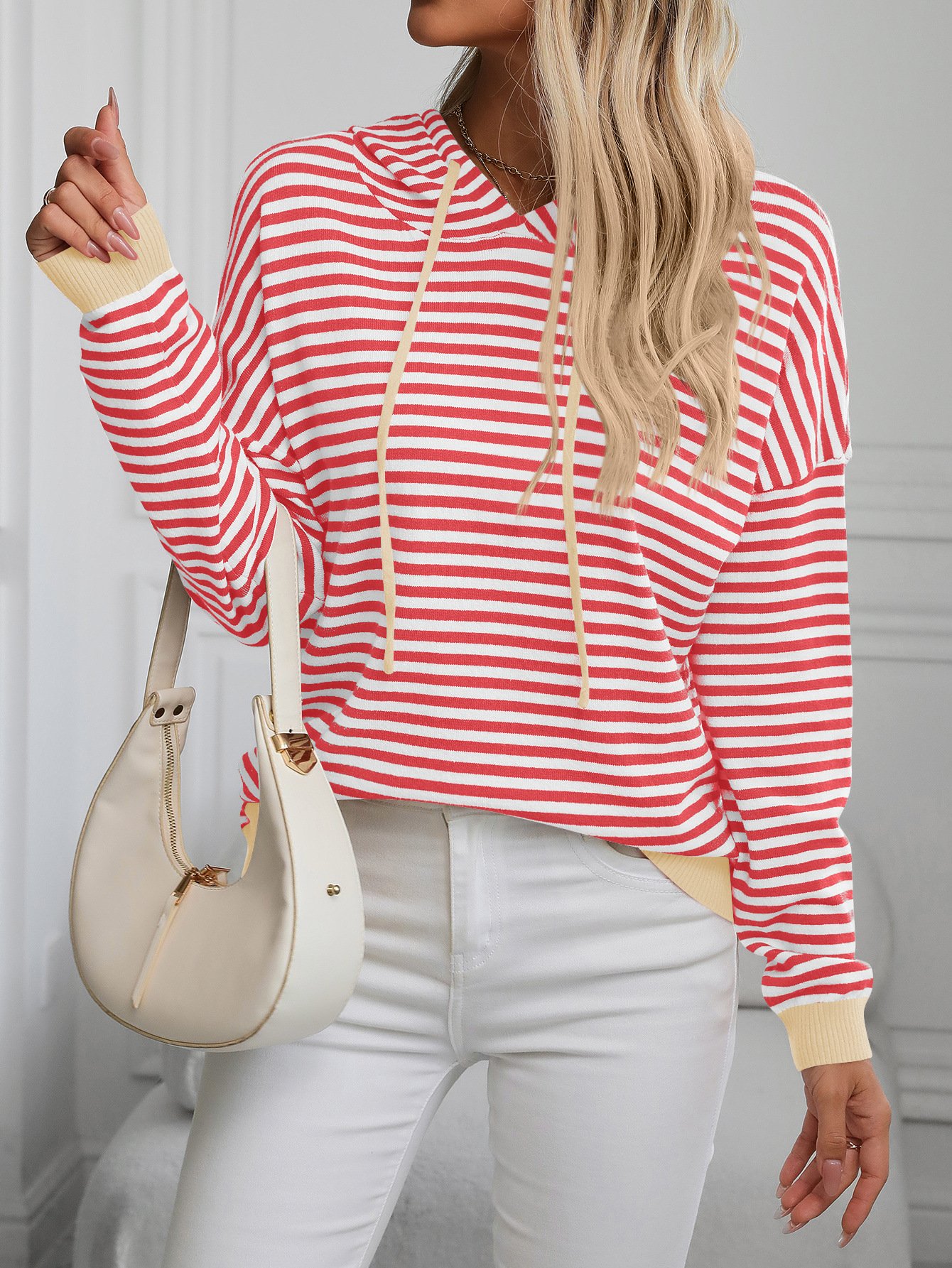 Casual Hoodie Striped Sweatshirt Zipper