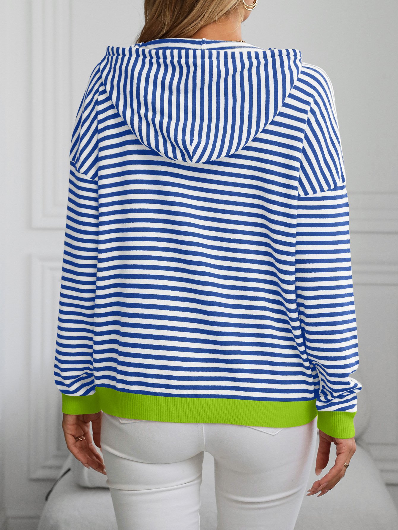 Casual Hoodie Striped Sweatshirt Zipper