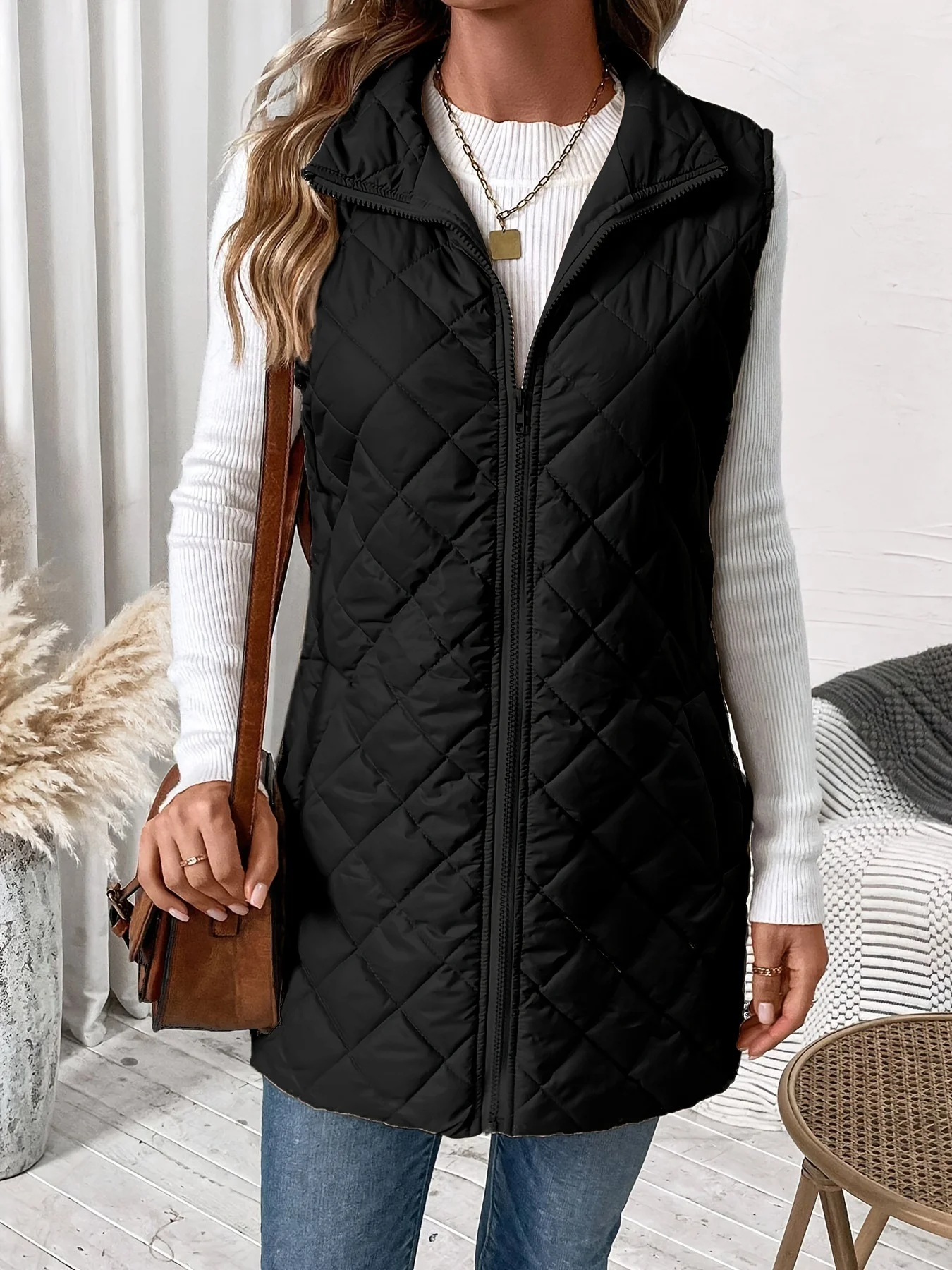 Women's Plain Fleece Thicken Regular Fit Vest