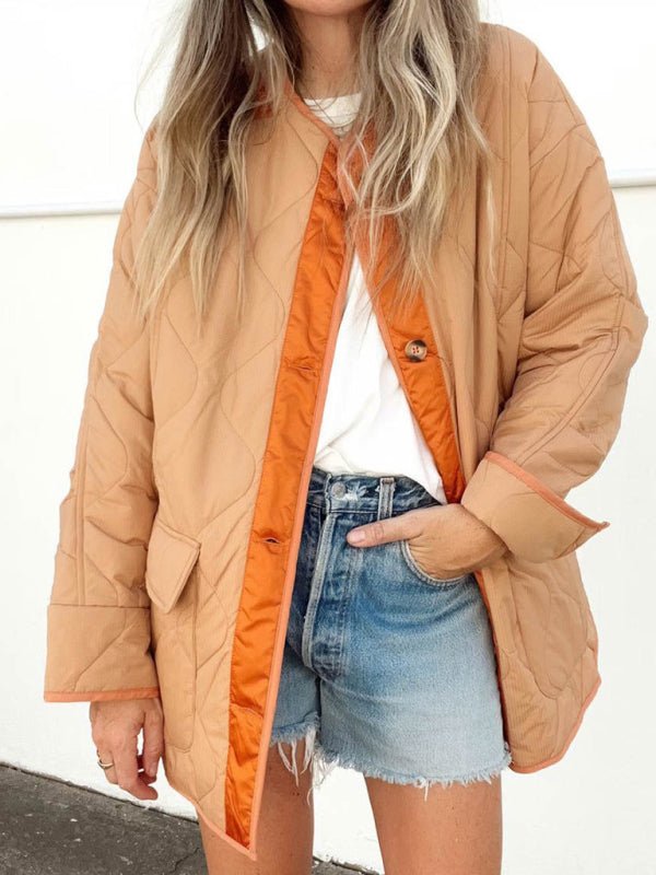 Women's Plain Bomber Jacket Heavyweight Loose Jacket