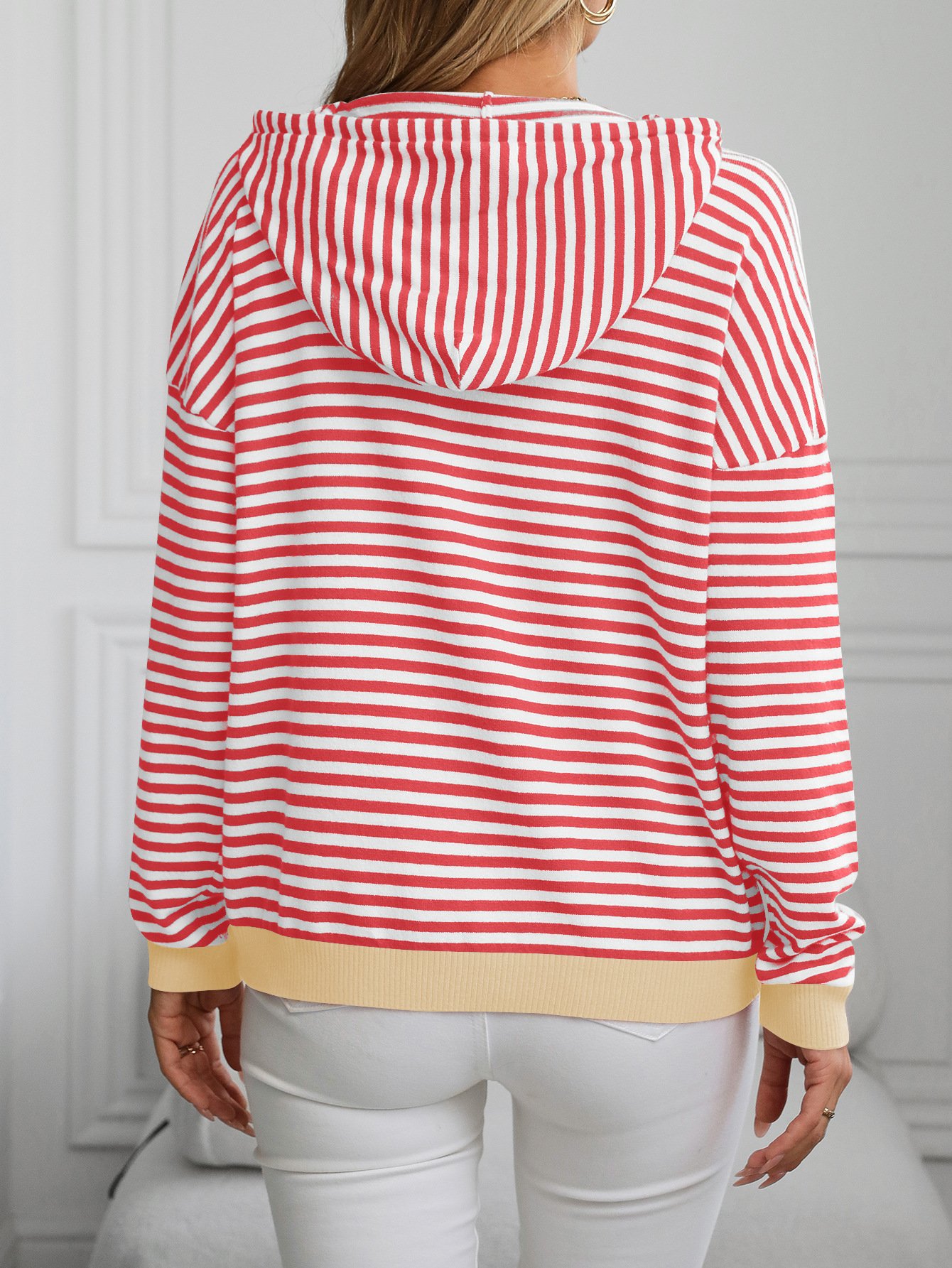 Casual Hoodie Striped Sweatshirt Zipper