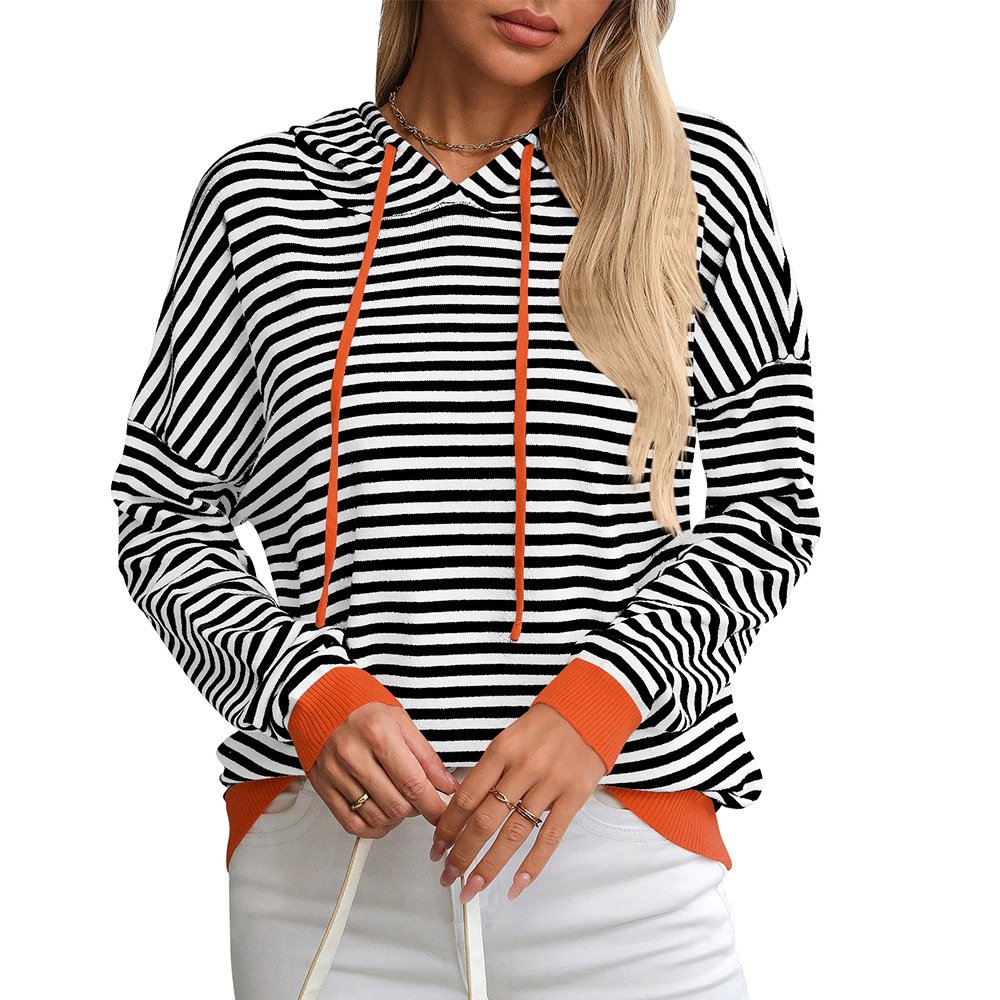 Casual Hoodie Striped Sweatshirt Zipper