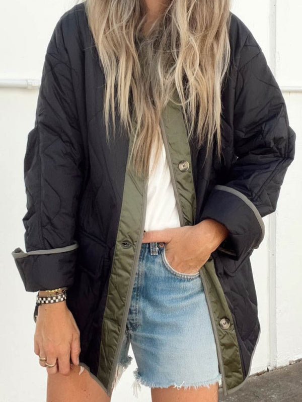 Women's Plain Bomber Jacket Heavyweight Loose Jacket