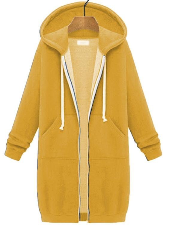 Women's Plain Zip Up Hoodie Heavyweight Regular Fit Coat