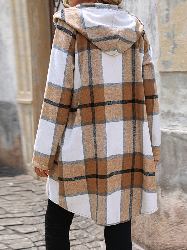 Women's Plaid Regular Loose Coat