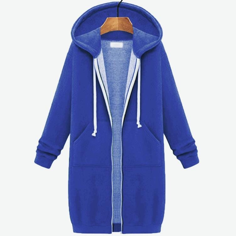 Women's Plain Zip Up Hoodie Heavyweight Regular Fit Coat