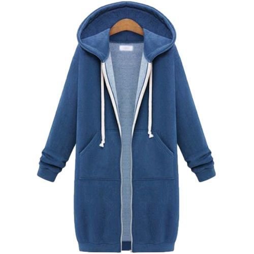 Women's Plain Zip Up Hoodie Heavyweight Regular Fit Coat