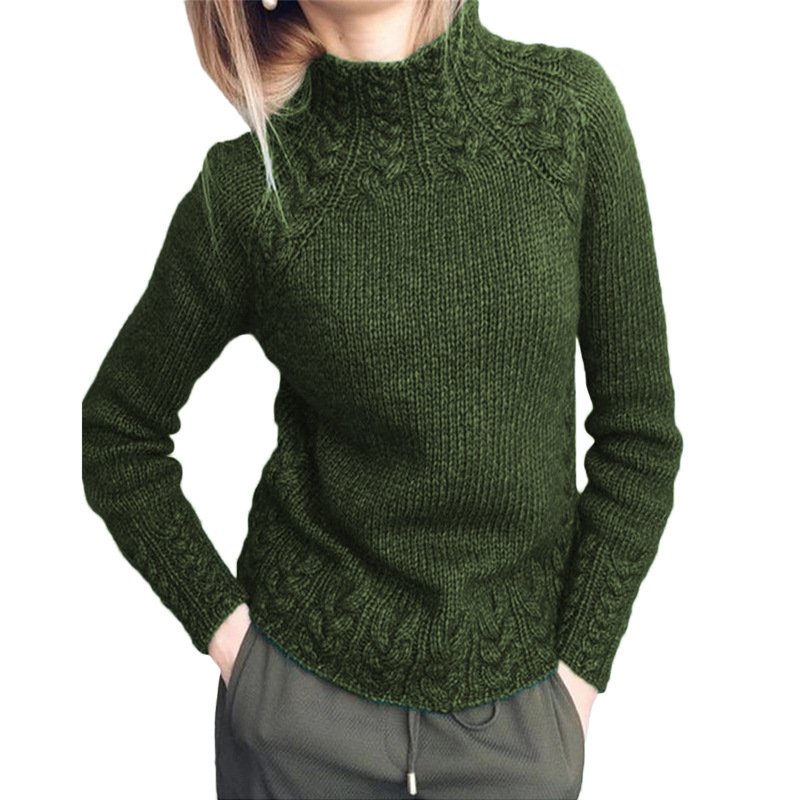 Women Knitted Plain Long Sleeve Comfy Vintage Sweater