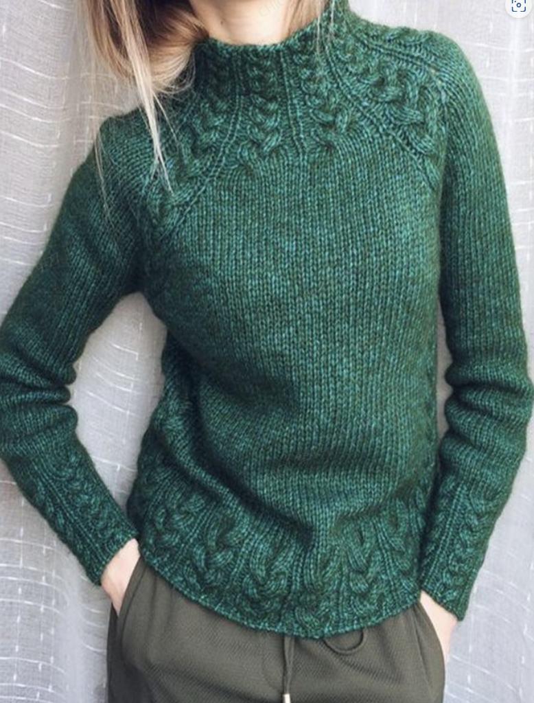 Women Knitted Plain Long Sleeve Comfy Vintage Sweater