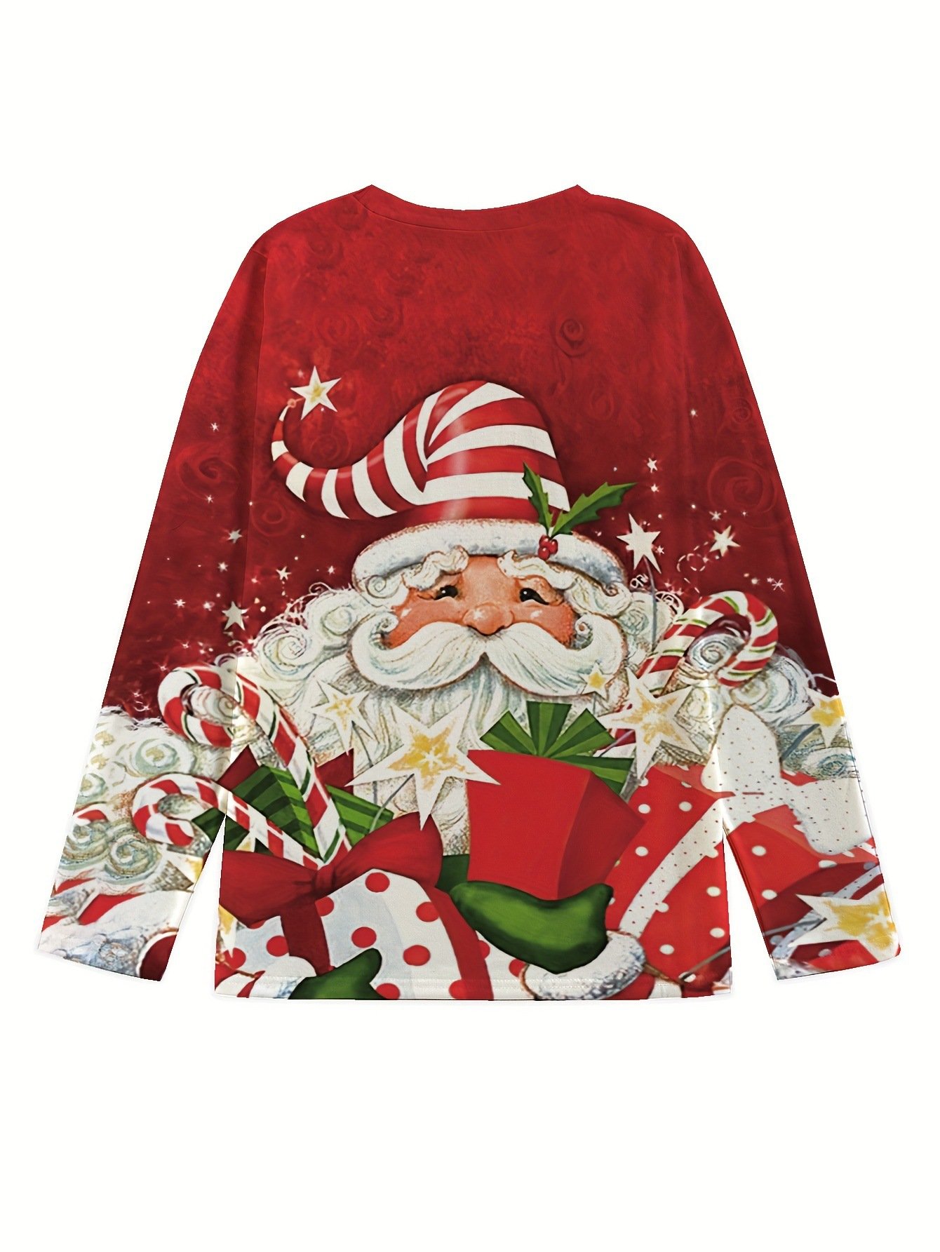 Casual Christmas Crew Neck Long Sleeve T-shirt