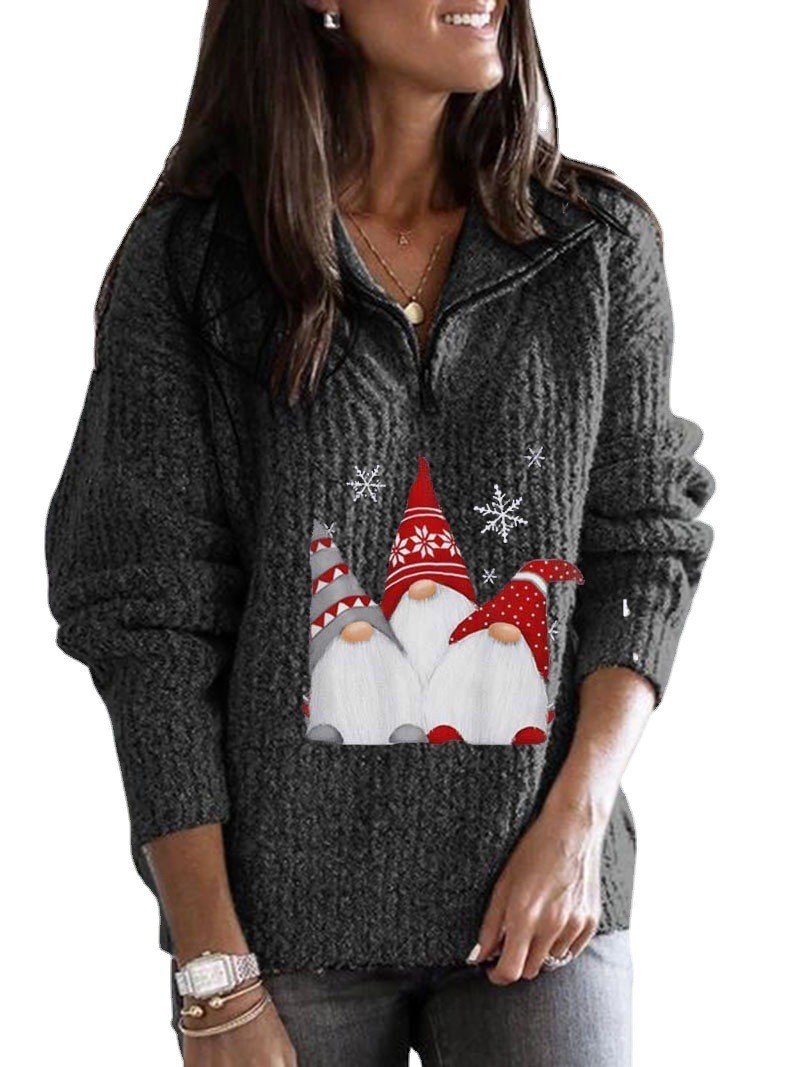 Women Yarn/Wool Yarn Christmas Long Sleeve Comfy Casual Sweater