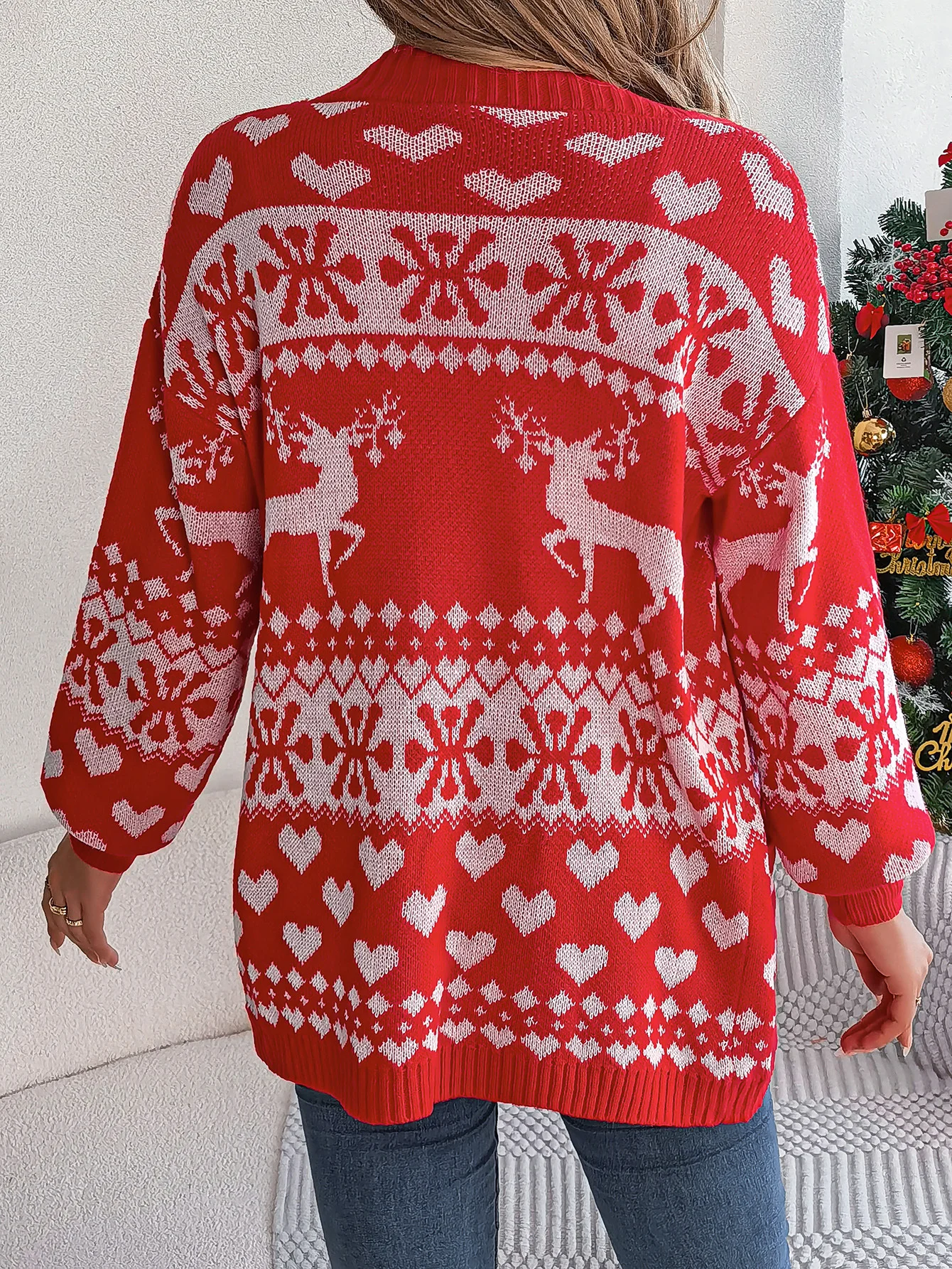 Women Wool/Knitting Christmas Long Sleeve Comfy Casual Cardigan