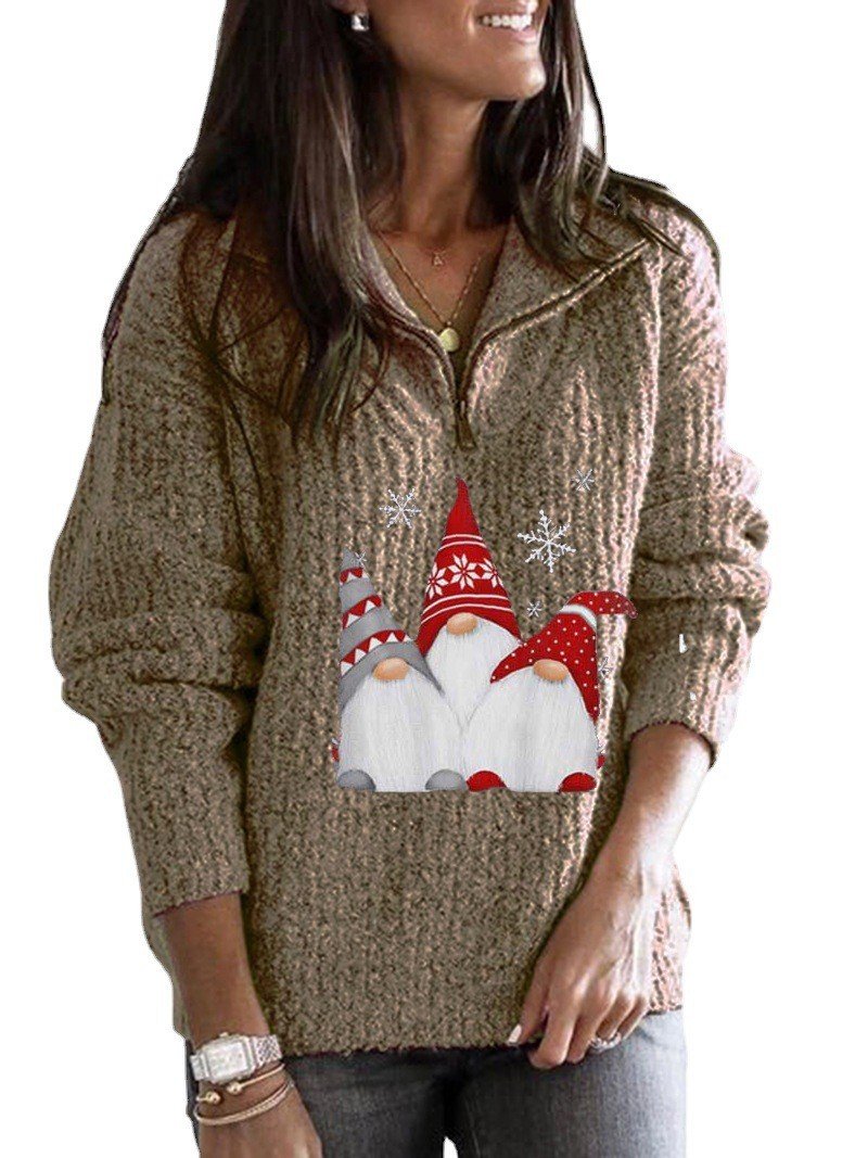 Women Yarn/Wool Yarn Christmas Long Sleeve Comfy Casual Sweater