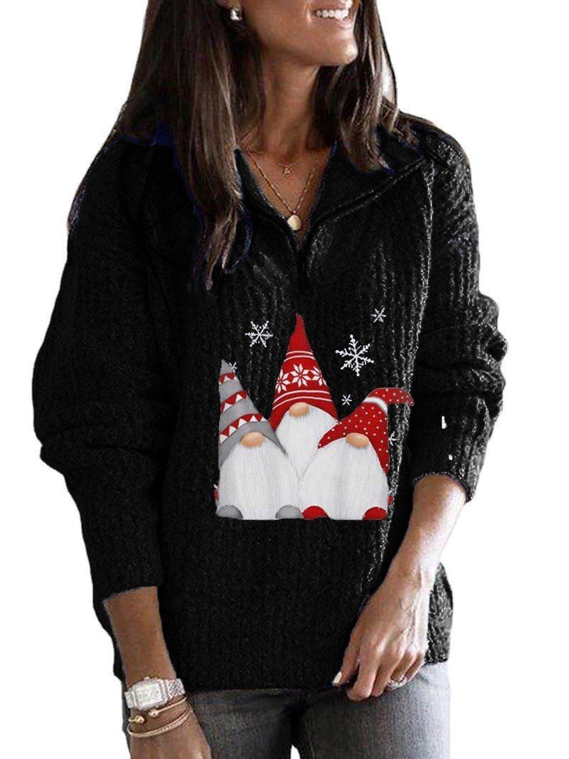 Women Yarn/Wool Yarn Christmas Long Sleeve Comfy Casual Sweater