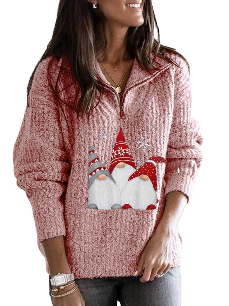 Women Yarn/Wool Yarn Christmas Long Sleeve Comfy Casual Sweater